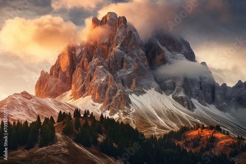 Canvas Print The mountains are graced by drifting clouds.