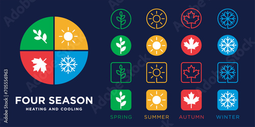 four season element design vector