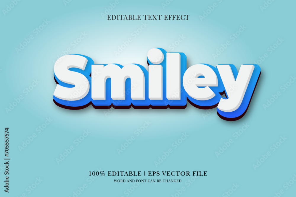 Smiley editable 3d text effect for vector illustration