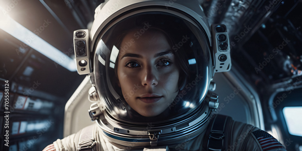 spacesuit Woman in the space generated by AI spacesuit Woman in the space generated by AI