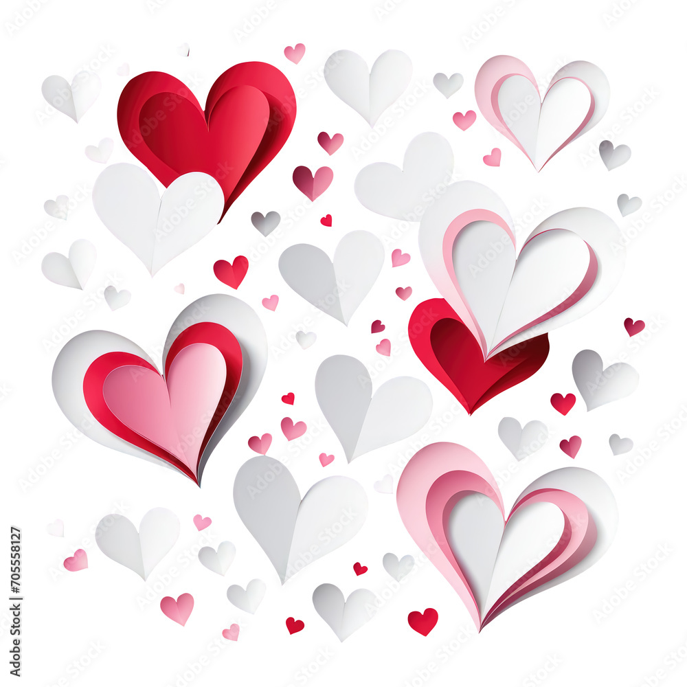 Valentine hearts elements On a transparent White background