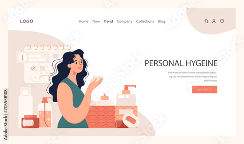 Acne treatment web banner or landing page. Dermatology and cosmetology diagnosis and care. Healthy facial skin tips. Blackheads and pimples treatment process. Flat vector illustration