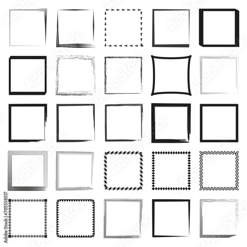 Hand drawn rectangular frames. Square frames set. Vector illustration. EPS 10.
