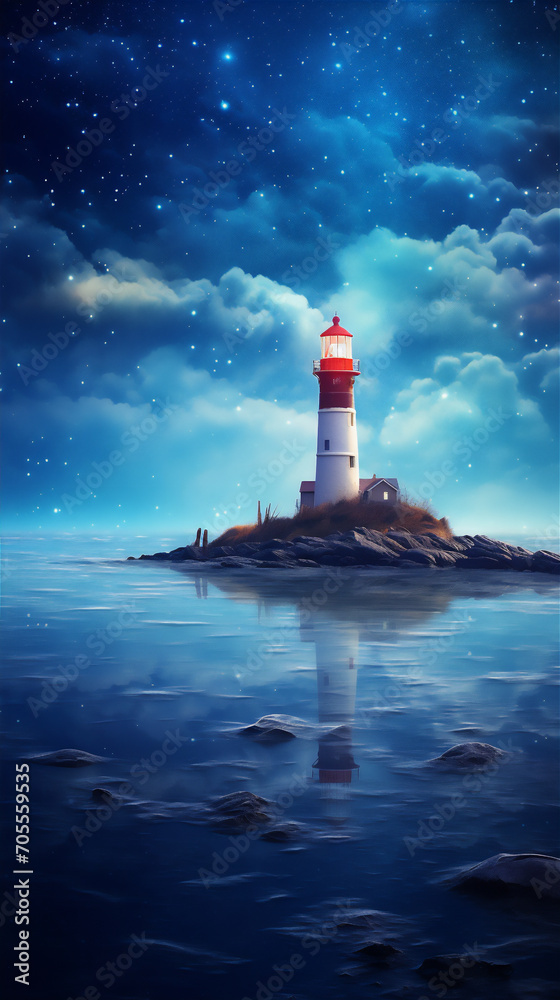 lighthouse in the sea at night lighthouse in the sea at night
