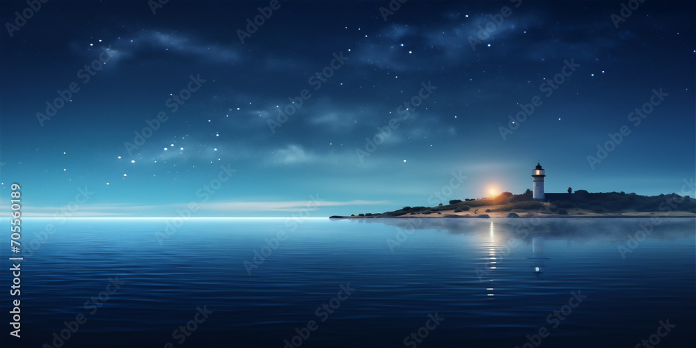 Obraz premium lighthouse in the sea at night