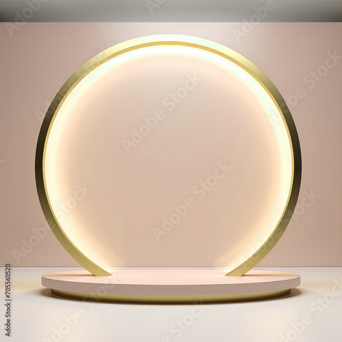Beautiful, attractive 3D background for your product illuminated gold ring. Mock-up, template. © Olya Fedorova