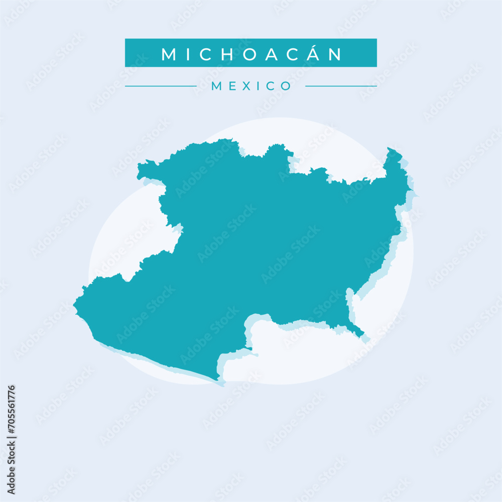 Vector illustration vector of Michoacán  map Mexico