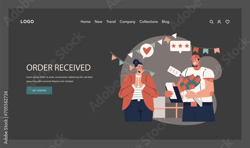 Delivery of goods web banner or landing page dark or night mode. Warehousing, logistics and delivery of customer' order. Transportation and distribution service. Flat vector illustration