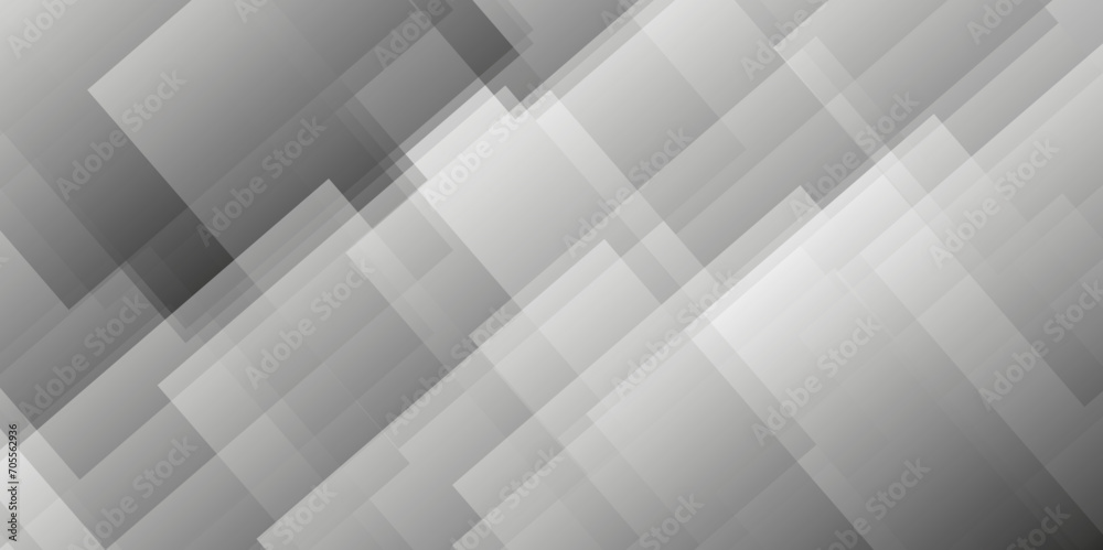 Abstract white and gray background design with layers of textured white transparent material in triangle and squares shapes. White color technology concept geometric line vector background.