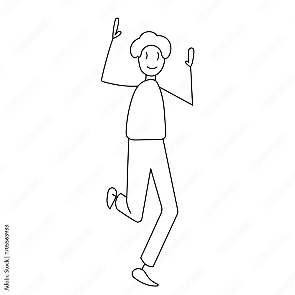 man rejoices, simple figurine, sketch, vector man rejoices, simple figurine, sketch, vector