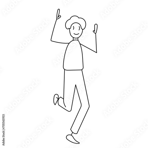 man rejoices, simple figurine, sketch, vector