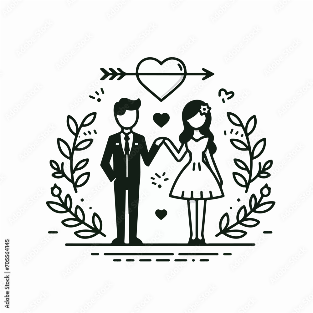 Couple Clip Art Icon Vector for Valentine Couple Clip Art Icon Vector for Valentine