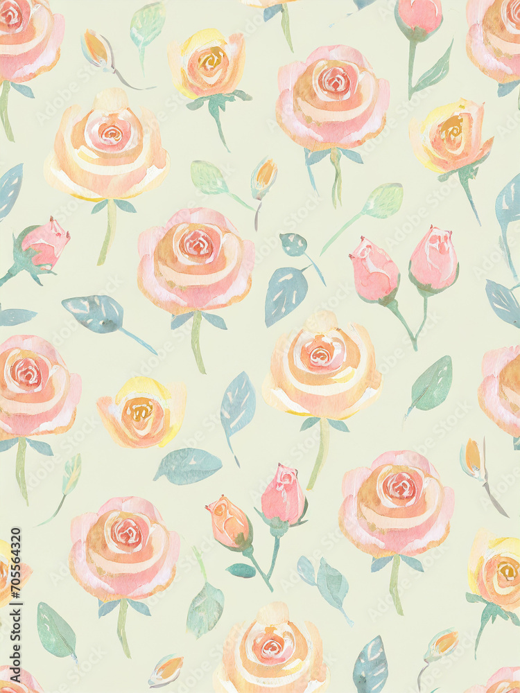 Rose flower cute seamless pattern for fabric, decorative paper, background of your design.