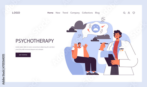 Panic attack web banner or landing page. Mental health disorder. Phobia, frustration and constant stress. Psychotherapy and emotional support idea. Flat vector illustration