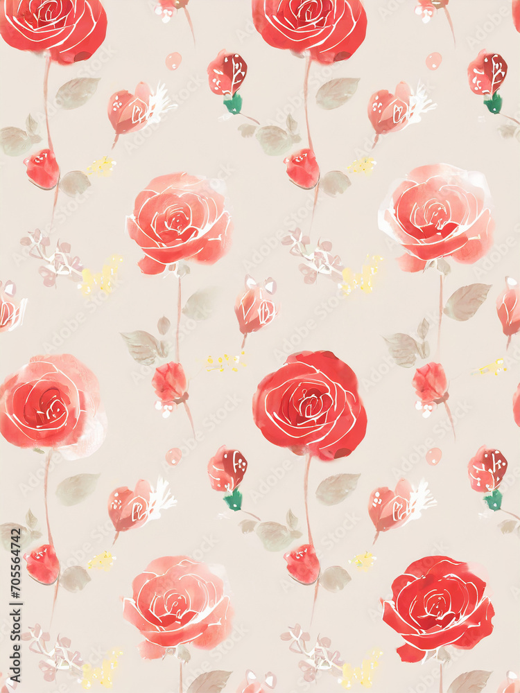 Rose flower cute seamless pattern for fabric, decorative paper, background of your design.