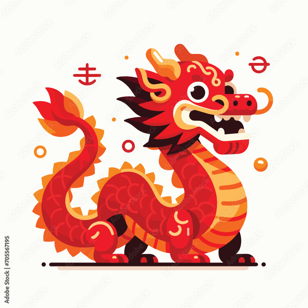 Fototapeta premium Welcome the Chinese New Year with our 2024 Dragon Icon! This charming design features a stylized dragon, a symbol of power, strength, and good luck in Chinese culture.