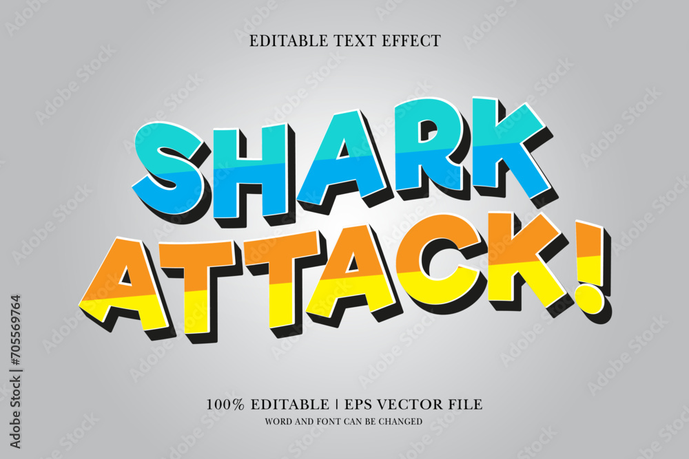 Shark attack editable 3d text effect for vector illustration Shark attack editable 3d text effect for vector illustration