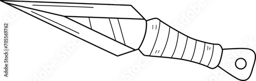 Ninja Kunai Isolated Coloring Page for Kids