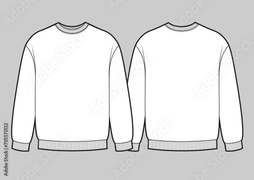 long sleeve oversized sweatshirt, vector template