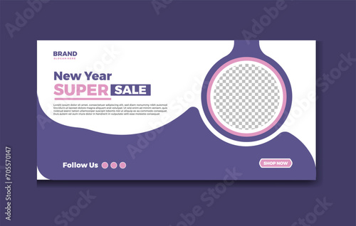 New Year Super sale social media Facebook cover and fashion sale web banner template photo