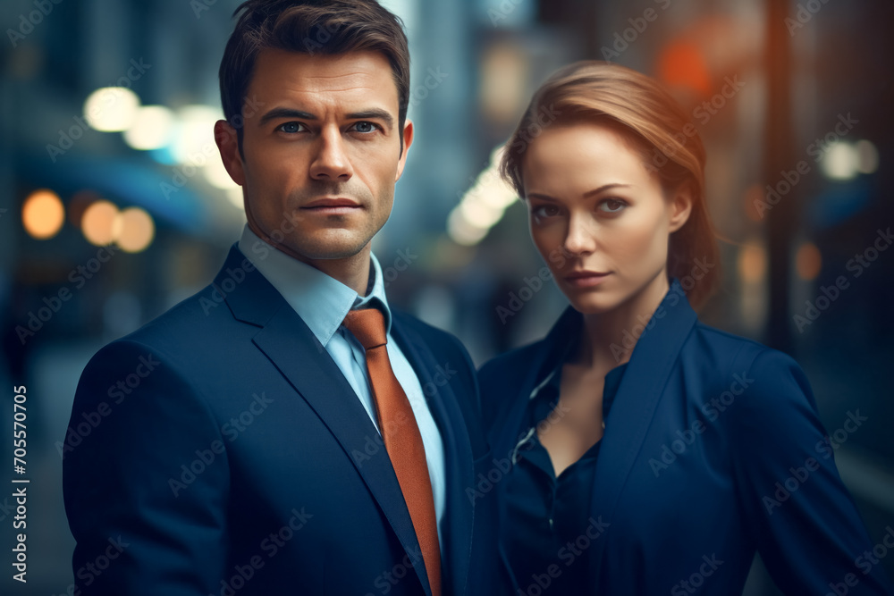 Successful business people posing together. portrait of businessman and businesswoman Successful business people posing together. portrait of businessman and businesswoman