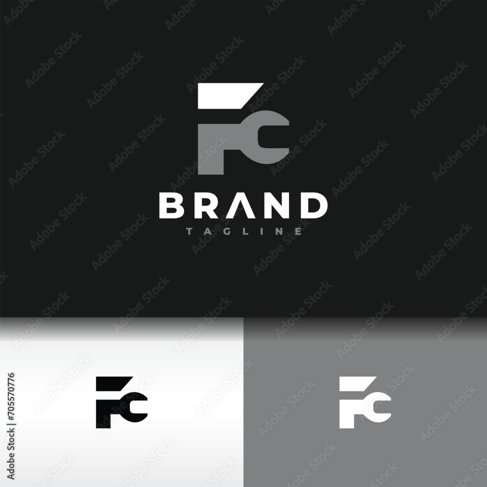 letter F wrench logo letter F wrench logo
