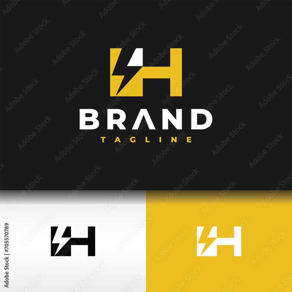 letter H lightning logo letter H lightning logo