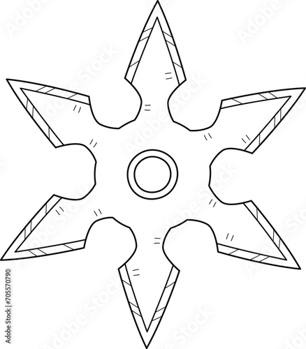 Ninja Shuriken Isolated Coloring Page for Kids