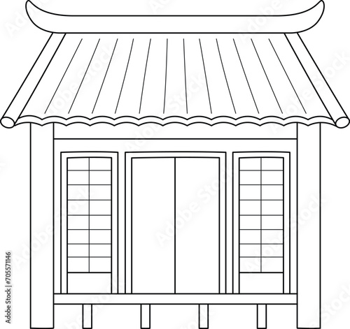 Ninja House Isolated Coloring Page for Kids