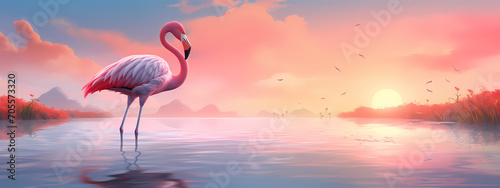 Sunset Serenade  The Flamingo s Gentle Ballet