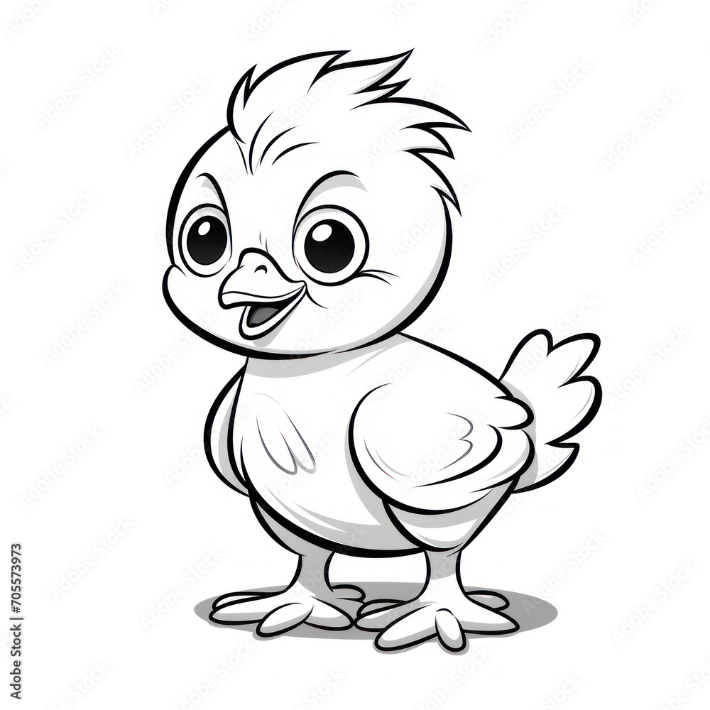 Illustration of a Cute Little Chicken Cartoon Character on White Background