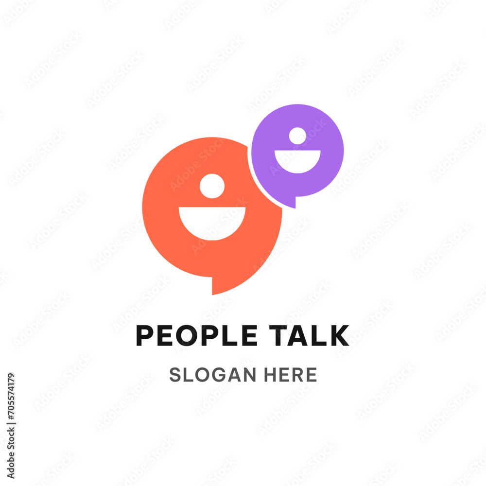 People talk logo concept with circle bubble chat People talk logo concept with circle bubble chat
