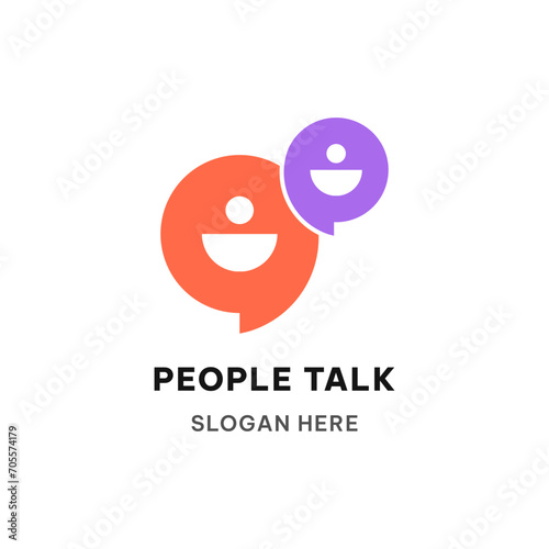 People talk logo concept with circle bubble chat