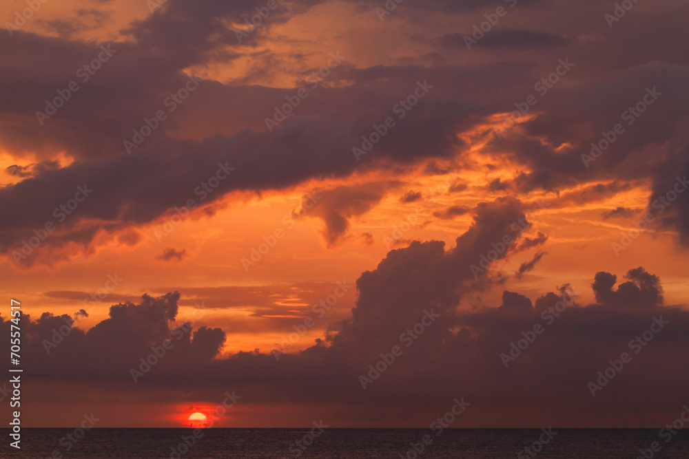 Red cloudy sky on a sunset, natural background Red cloudy sky on a sunset, natural background