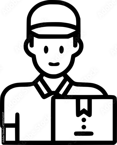 Delivery man avatar icon, vector sign, Courier man with cap sign, symbol, vector, art