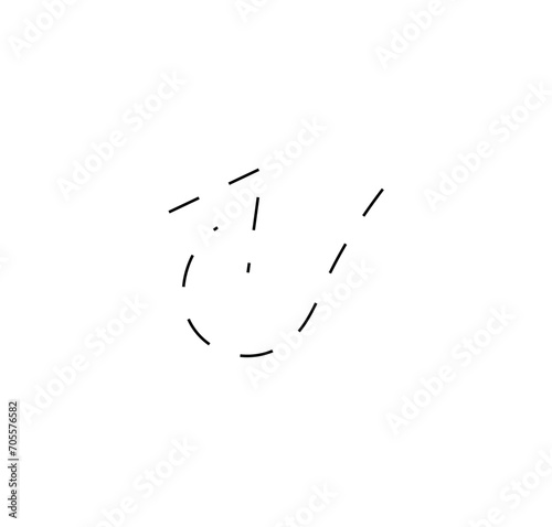 Arrow element of black-white set. This illustration showcases a dynamic black dotted arrow designed in a sleek outline style. Vector illustration.