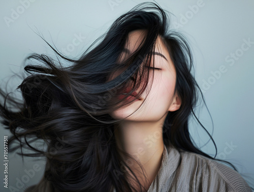 woman with elastic and gorgeous hair in a beauty salon