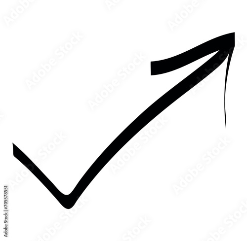 Arrow element of black-white set. Its outline design adds a contemporary touch while the curve signifies movement forward. Vector illustration.