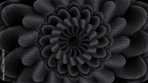 background. Dark twisted spring. Motion. The spiral in abstraction moves like a pigtail and spreads all over the footages in 3d . photo