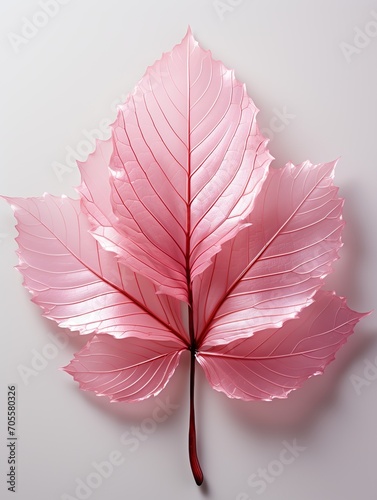 Pink maple leaf isolated on white Created with generative Ai 