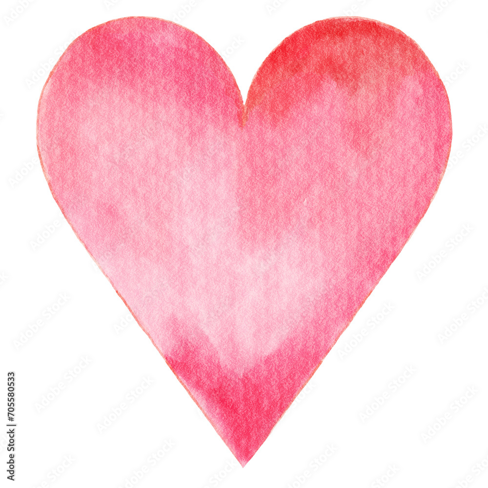 Watercolor heart symbol . PNG .