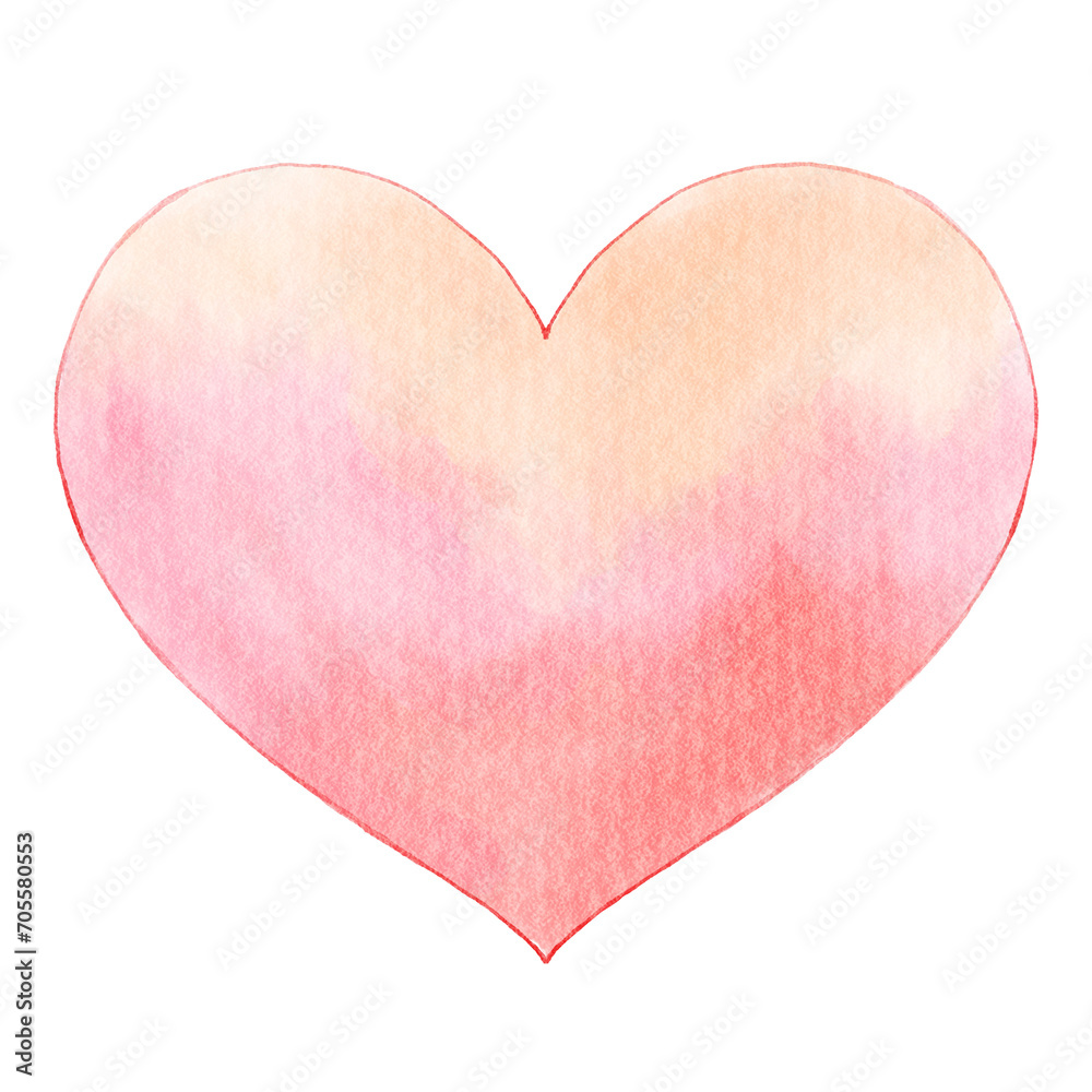 Watercolor heart symbol . PNG .