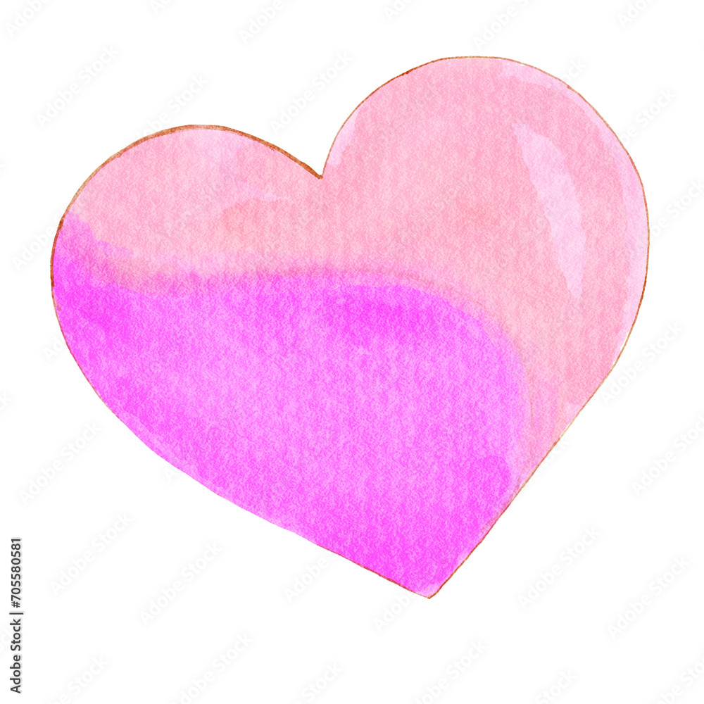 Watercolor heart symbol . PNG .