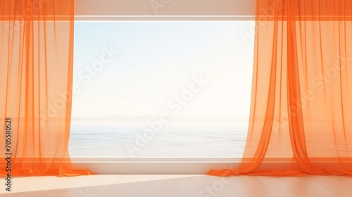 Panoramic window with curtain 