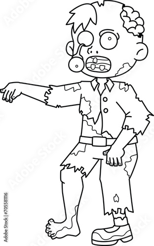 Zombie Boy Isolated Coloring Page for Kids