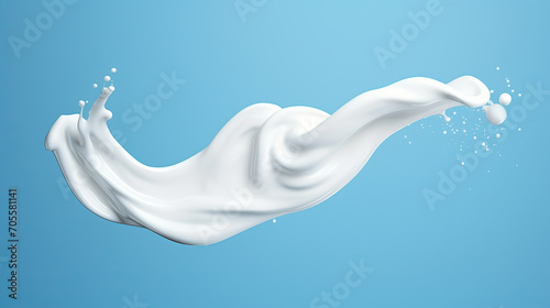 white milk or yogurt splash in wave shape isolated on a blue background  3d rendering Include clipping path