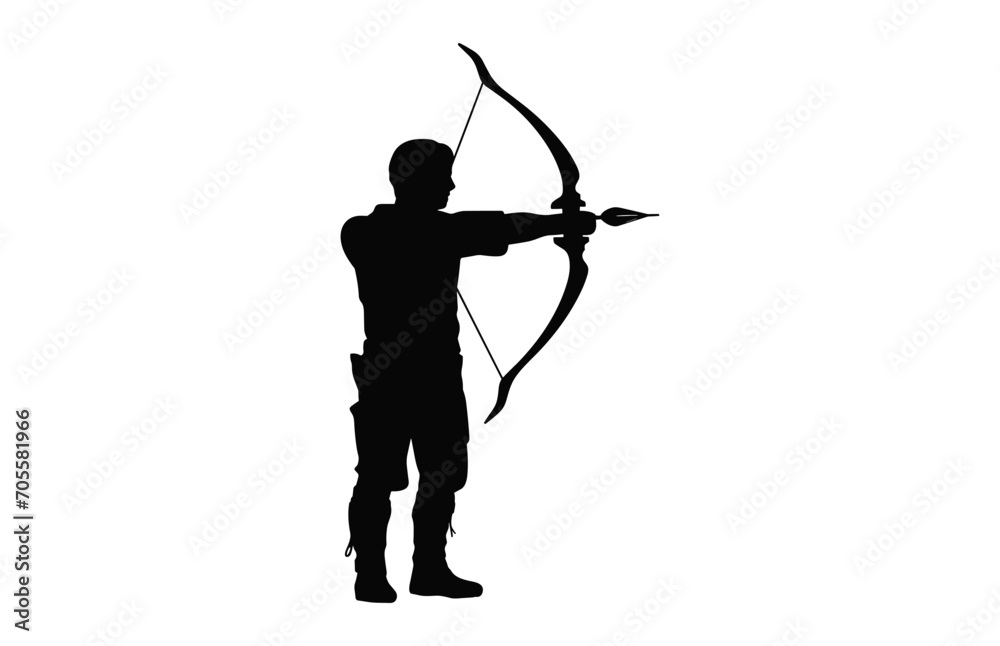 Archery Silhouette black vector art isolated on a white background