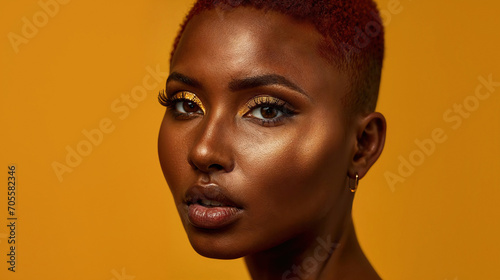 Bold makeup African woman portrait. Generative AI image photo