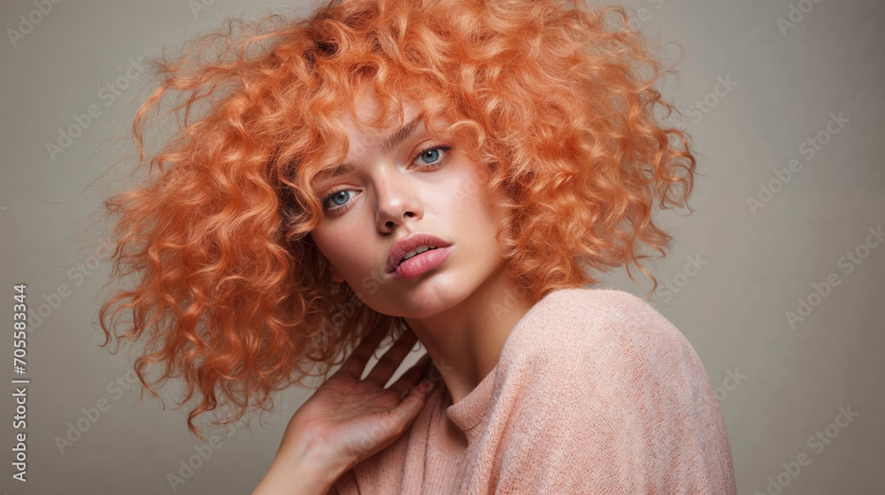 Elegant Curly Peach Fuzz Hair