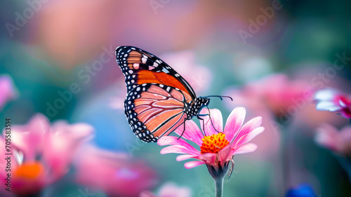 Ein Schmetterling auf einer Blumenwiese. Macro Aufnahme der Natur